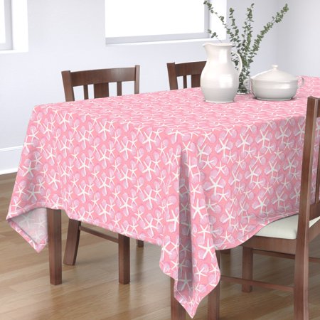 Tablecloth Seashells And Starfish Seaside Beach Tropical Ocean Cotton Sateen