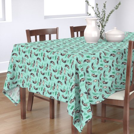 Tablecloth Otter Otters Kawaii Aquatic Animal Nursery Ocean Cotton Sateen