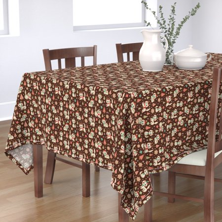 Tablecloth Cats Holiday Christmas Cookies Gingerbread Candy Winter Cotton Sateen