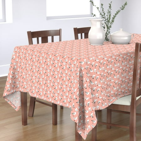 Tablecloth Seagull Nautical Pink White Nursery Baby Girl Fable Cotton Sateen