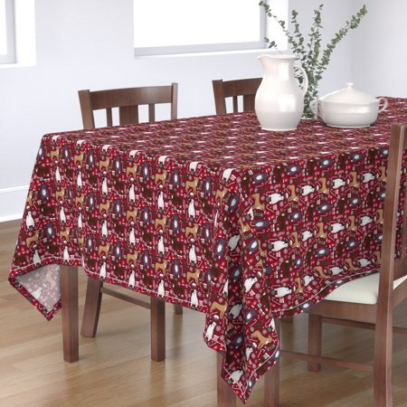 Tablecloth Pitbull Pitty Pitbull Dog Dogs Christmas Xmas Cotton Sateen