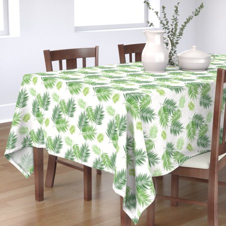 Tablecloth Palm Leaf Tree Green Tropical Plant Leaves Greenery Cotton Sateen