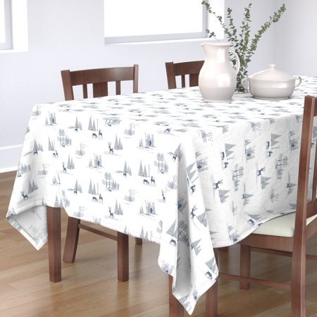 Tablecloth Winter Yeti Abstract Woodland Toile Deer Nursery Decor Cotton Sateen