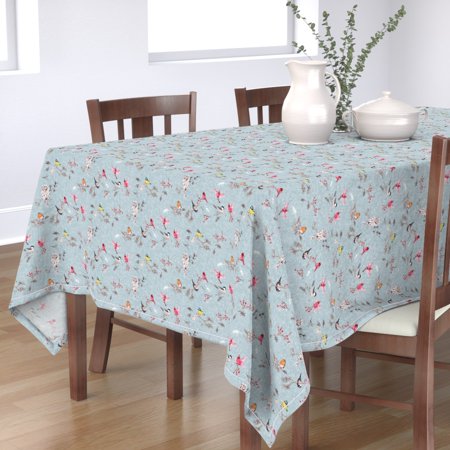 Tablecloth Bird Robin Cardinal Snow Winter Branches Christmas Owl Cotton Sateen