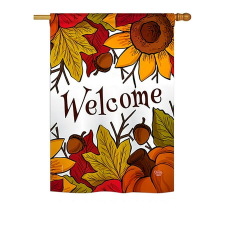 Autumn Welcome Fall - Seasonal Impressions Decorative Vertical House Flag - Printed in USA