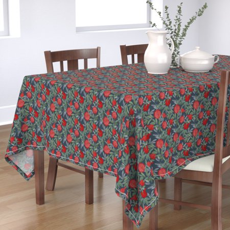 Tablecloth Pomegranate Pomegranates Flora Botanical Nature Leaves Cotton Sateen