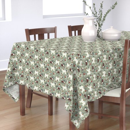 Tablecloth Arctic Animals Winter Polar Bear Moose Snow Rabbit Fox Cotton Sateen