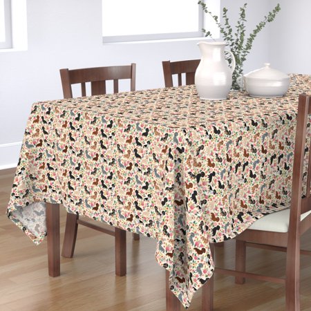 Tablecloth Floral Dachshund Dachshunds Doxie Doxies Florals Dog Cotton Sateen