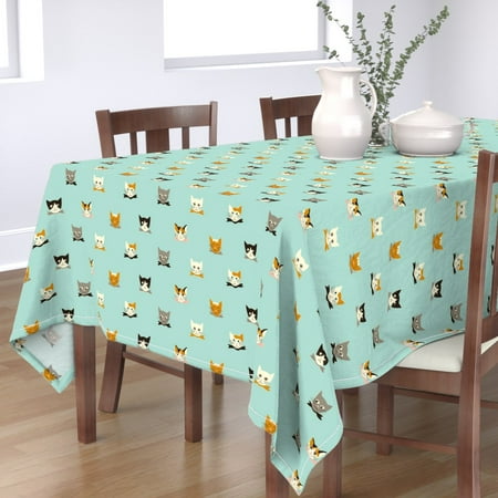 Tablecloth Vintage Cats Cute Retro Animals Cat Faces Kitty Gender Cotton Sateen