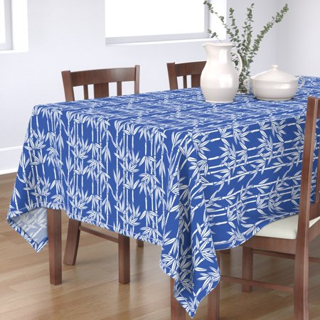 Tablecloth Chinoiserie Blue Tropical Botanical Chinese Chippendale Cotton Sateen