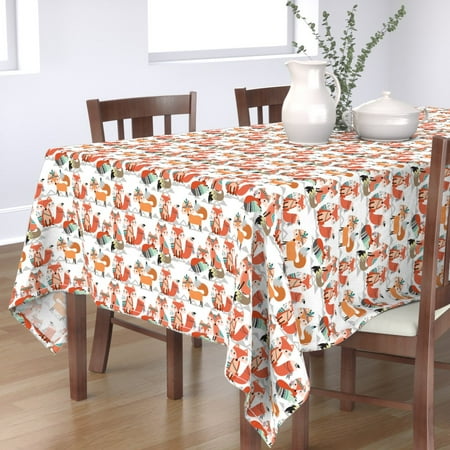 Tablecloth Woodland Tribal Fox Nursery Decor Foxes Arrows Cotton Sateen