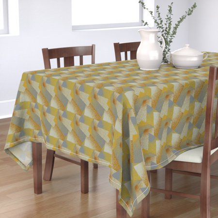 Tablecloth Mid Century Damask 1930S 1920S Abstract Geometric Cotton Sateen