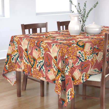 Tablecloth Floral Nature Botanical Butterflies Garden Plants Cotton Sateen