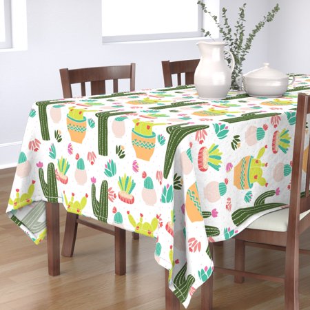 Tablecloth Southwest Succulents Colorful Cactus Greenery Succulent Cotton Sateen