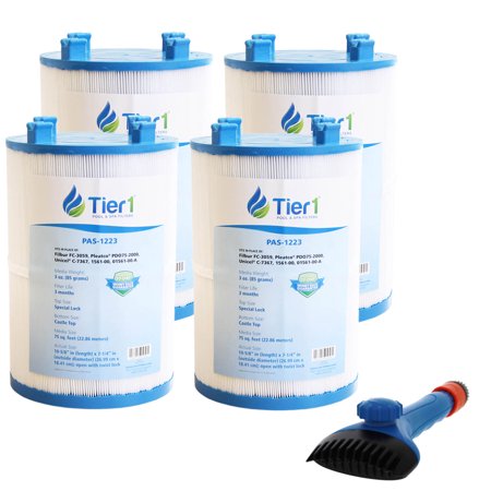 Tier1 Dimension One 1561-00, Pleatco PDO75-2000, Filbur FC-3059, Unicel C-7367 Comparable Replacement Spa Filter Cartridge 2-Pack Bundle with Tier1 Wand Brush Filter Cleaner