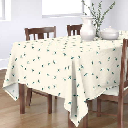 Tablecloth Swallow Swift Flying Nature Cream Bird Blue Bird Cotton Sateen