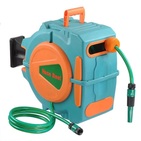 Wall Mounted Retractable Auto Rewind Water Hose Reel - 650 Ft.