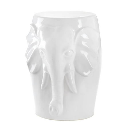 Accent Plus Ceramic Garden Stool, Small Round Elephant Garden Stool White Ceramic