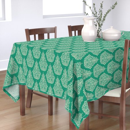 Tablecloth Green Christmas Tree Modern Nature Emerald Cotton Sateen