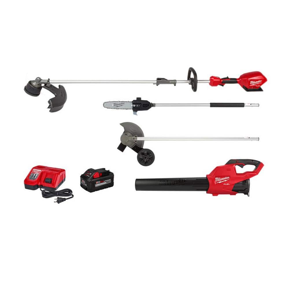 Milwaukee M18 FUEL 18-Volt Lithium-Ion Brushless Cordless QUIK-LOK String Trimmer/Blower Combo Kit with Edger and Pole Saw(4-Tool)